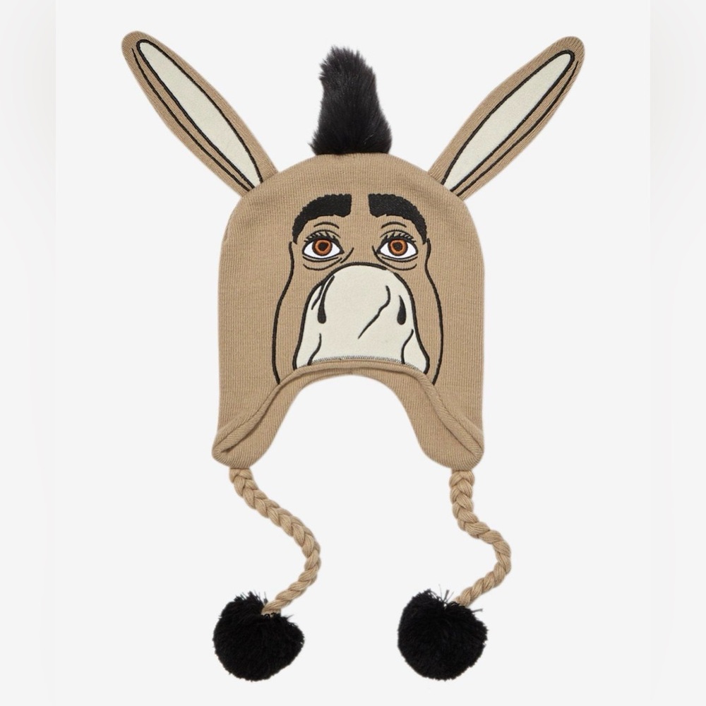 NWT Hot Topic Shrek Donkey tassel knit beanie